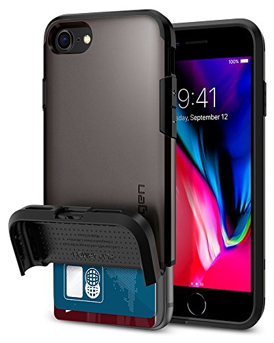 iPhone 7 Case SpigenÂ® [Flip Armor] Card Holder [Gunmetal] Slim Fit Dual Layer Protective ,2 Card Holder Case and wallet case for iPhone 7 (2016) - (042CS20775)