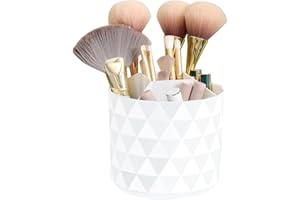 Nwvuop Make up Organizer 360° Drehbar Make Up Pinselhalter Kosmetikpinsel Aufbewahrung Kosmetik Organizer für Zimmer Decor Schminktisch, Schlafzimmer(Weiß)