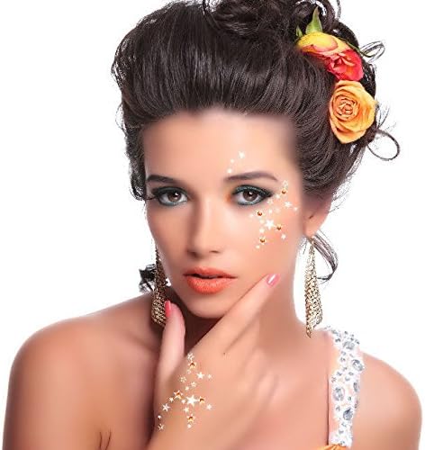 Party Eyes Shooting Stars and Crystals Temporary Flash Tattoo Silver Foil Metallic Fancy Dress Accessory Frozen New Year Eye Make Up by Addttoo
