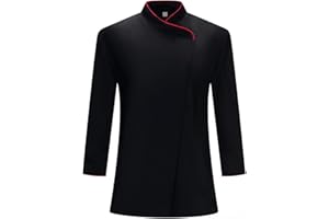 VICTORY Chaqueta Cocinero Hombre Manga Larga Cremallera Bolsillo Pecho Uniforme Hostelería Restaurante Bar Panadería Sushi Chaquetilla Chef Cocina Profesional Resistente Cómoda Lavable Trabajo - Serie 703