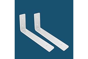 MLOQI 2 Piezas Escuadras para Estanterias, Soportes para Estantes, Escuadras Metalicas de L, Grueso de 5 mm con Tornillos Capacidad de Carga 50 kg (Blanca 30 cm)
