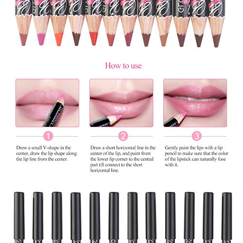 RUIMIO 12 Farben Lipliner Wasserdichtes Lip Liner Set 15cm Lippenkonturenstift - 3
