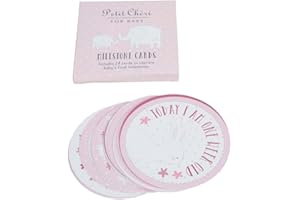 WIDDOP AND CO Widdop Petit Cheri Pink Round Baby Milestone Cards, 24 Pack, Baby Shower 1st Year Gift CG1736P