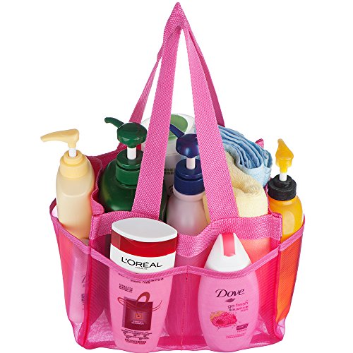 Shower Caddy – Quick Dry Hanging Dorm Shower Caddy – Gym Shower Caddy – Hanging Toiletry Bag – Shower Tote – Shower Caddies Organizer – Shower Bag 7 Storage Totes Compartments – Shower Tote (Pink) - 4