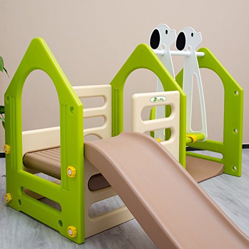LittleTom Playhouse with Slide + Swing + Climbing walls | play Gym made of plastic for little Children 1-6 years | for indoors and outdoors | multicolor Beige Green Brown reviews LittleTom Playhouse with Slide + Swing + Climbing walls | play Gym made of plastic for little Children 1-6 years | for indoors and outdoors | multicolor Beige Green Brown