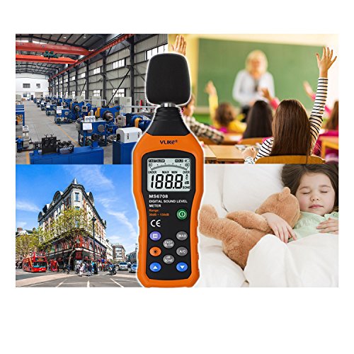 Dezibel Messgeraet,VLike PT02 LCD Digital Audio Dezibel Sound Noise Level Meter Monitor DB Meter von 30 Db bis 130 dB Logger Tester - 7