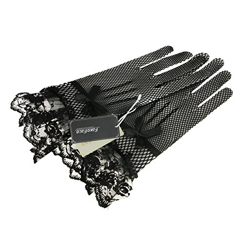 FakeFace Brauthandschuhe Fingerspitzen Handgelenk-Länge Handschuhe Brautaccessoires Spitze Fischnetz Party Abendhandschuhe für Frühling Sommer Herbst 1 Paar - 6