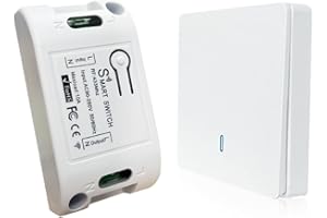Punxasl Interrupteur sans fil kit 433Mhz télécommande mural + mini relais radio encastrable (1 interrupteur + 1 récepteur)