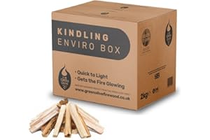 GREEN OLIVE FIREWOOD COMPANY Green Olive Firewood - Approx 2.5KG Box of Kiln Dried Kindling Wood - Firestarting Sticks - Natural Fire Lighters for Log Burners, Wood Burning Stoves, BBQS, Camping, fireplaces & Pizza Ovens