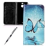 HTC Bolt Schutzhülle,HTC 10 Evo Lederhülle,JAWSEU Elegant Schmetterling Blume Retro/Vintage Design Farbmalerei Bunt Gemalt PU Leder Folio Flip Wallet Hülle Etui im Bookstyle Brieftasche Handyhülle Case Cover mit [Ständerfunktion] und [Kartenfächer] für HTC Bolt HTC 10 Evo &1xSchwarz Glitzer Bling Eingabestift-