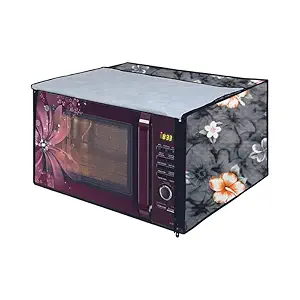 MW PRINTS Microwave Oven Cover For Panasonic 27 L NN-CT645BFDG Printed PVC Waterproof/Dustproof Cover (Floral Grey)