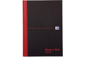 OXFORD Black n' Red A5 Recycled Casebound Hardback Notebook - Black/Red