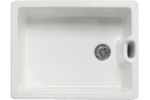 Astini Belfast 100 1.0 Bowl White Ceramic Kitchen Sink & Plug Waste