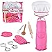 Price comparison product image Anpole 11Pcs Kids Chef Set, Children Cooking Play Kitchen Waterproof Baking Aprons, Oven Glove, Eggbeater, Cookie Cutters for Girl's Gift - Pink