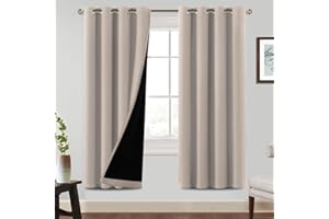 BellaHills 100% Blackout con Cortinas Salon Modernas,Cortinas Opacas 2 Piezas,Opacas Cortinas Aislantes Termicas,Cortinas Salon Modernas,para Salon Dormitorio,140 * 225CM,Natural