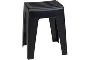 WENKO Badhocker Kumba, hochwertiger Hocker in modernem Design aus Kunststoff in schwerer Qualität, Sitzhocker belastbar bis 120 kg, ideal für Badezimmer & Gäste-WC (B x H x T) 38 x 47 x 32 cm, Schwarz