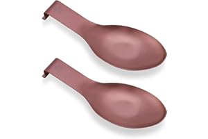 Vila KuChe Stainless Steel Spoon Rest for Kitchen Spoon Holder Counter Cooking Utensil Rest Spoon Heavy Duty Dishwasher Safe 2pcs(Rose Gold)
