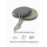 Kochler Granit Kaplama 33 cm &Ccedil;ift Taraflı Balık, Et ve Tavuk Pişirme Tavası