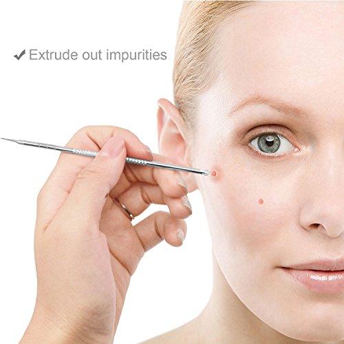 Mitesserentferner, Becoyou 7 Stücke Komedonenquetscher Set aus Edelstahl Nagelhautschieber Werkzeug Professionell Gesundheit Behandlung für Pickel Whiteheads Akne Extraktoren - 7