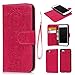 Produktbild iphone 7 Hülle Leder Flip Wallet Cover in Book Style Stand Case Card Slot Leder Tasche Case Karteneinschub TPU Innen 2 Combo Separate Karteneinschub und Magnetverschluß Kratzfestes und Schmutzunempfindliches in Rose Red Elefant für iphone 7(2 in 1)