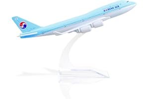 QIYUMOKE Boeing 747 Korea Airlines 1/400 Modello di Aeroplano in Metallo Pressofuso con Supporto Display in Lega Modello di Aereo in Scala da Collezione per Regalo per Gli Appassionati di Aviazione