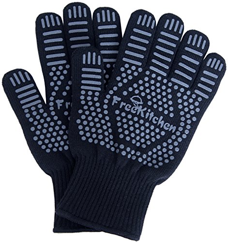 2017er Grillhandschuhe von Free Kitchen – Hitzehandschuhe bieten zertifizierten Schutz bis 500 Grad – Plus begehrte Geheimtipps fürs BBQ - 2