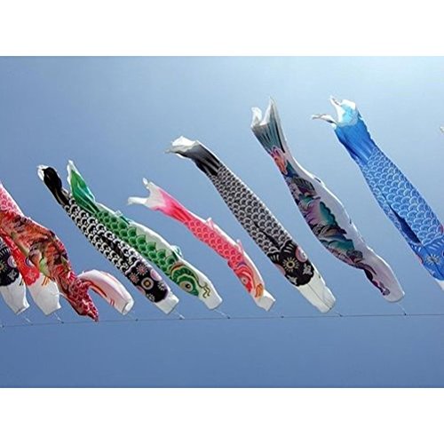 LEORX Japanische Karpfen Fahne, 70cm Koinobori Windsack (Schwarz) - 7