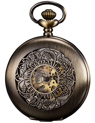 KS Herren Damen Skelettuhr Mechanisch Taschenuhr Weie Zifferblatt KSP046