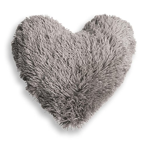 Couleur Montagne Marmotte Herz Kissen, Fell Imitat, 40 x 40 cm, Gris grau