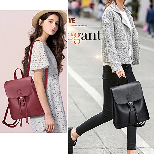 (G-AVERIL) Womens Leather Casual Daily Backpack Satchel School Bag Travel Backpack Shoulder Bag