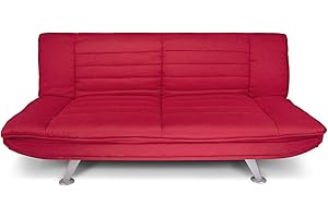 SAMIRA Divano Letto clic clac in Tessuto Rosso, Divano 3 posti MOD. Iris