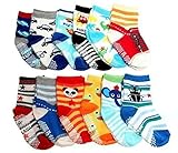Baby Toddler Kids Boy Cotton Anti-slip Socks Packs of 12 - BUGS CARS SNEAKER DINOSAURS Age 1 2