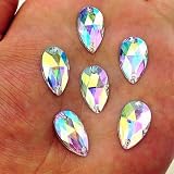 MajorCrafts® 50pcs Crystal AB 18mm*11mm Flat Back Tear Drop Sew On Acrylic Rhinestones C11