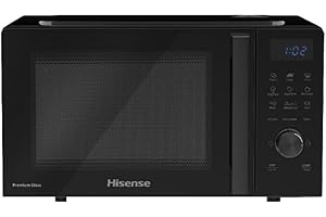 Hisense H23MOBSD1HG - Kuchenka mikrofalowa z siatką, Pojemność 23 l, 800 W mocy,1000 W Grill, Timer 60 Min, Tryb rozmrażania, strzelec, Czarny Wykończenie