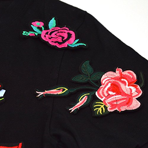 Satkago 15 Stück Stickerei Pfingstrose Rose Blumen Nähen Bügeln auf Aufnäher Bügelbild Kleidung Patches für T-Shirt Jeans Kleidung Taschen Hut - 9