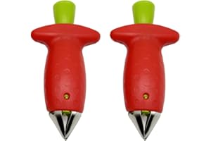 MU MIANHUA 2 Pieces Strawberry Huller Strawberry Huller Stem and Leaf Remover Stainless Steel Remove Fruit Corer Kitchen Tool Strawberry Huller Fruit Vegetable Top Stem Corer Pit Remover