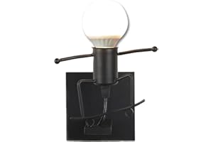 HJXDtech Creative Belle Nain Lampe de Murale Industriel Rétro Noir Métal E27 Applique Murale (Patin)