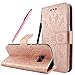 Produktbild Fraelc® Samsung Galaxy S7 Hülle Premium Kunstleder Tasche im Bookstyle Klapphülle mit Weiche Silikon Handyhalter Lederhülle für Samsung Galaxy S7 Indische Sonne Design Brieftasche - Rose Gold