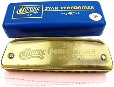 Huang Brand Boat-Shaped Harmonica Key of Bb 10 Holes Blues Harp,Vintage Style