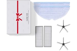 roborock S7/S7 Maxv Ultra/S7 Pro Ultra Original Kit de Accesorios,2 Cepillos Laterales Negro, 2 VibraRise Paño De Fregona, 2 Filtros Lavables