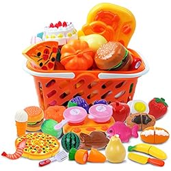 DigHeath 34 pièces Jouet à Couper, Fruits et Légumes à Couper Panier Cuisine, Jeu D'imitation, Éducatif Tôt Développement Intellectuel pour Bébé Enfant