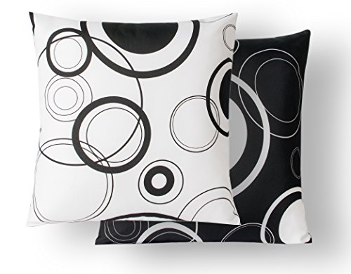 Kissenhülle Black & White Deko modern Kissenbezug Kissen ca. 40×40 cm #1454 (weiß, ca. 40×40 cm) - 2