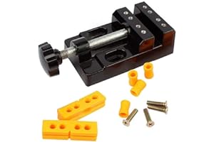 HOZZWHOO Mini Bench Clamp Flat Table Vice Adjustable Drill Press Vice for DIY Jewelry Walnut Nuclear Drilling Carving Watch Repair Tool