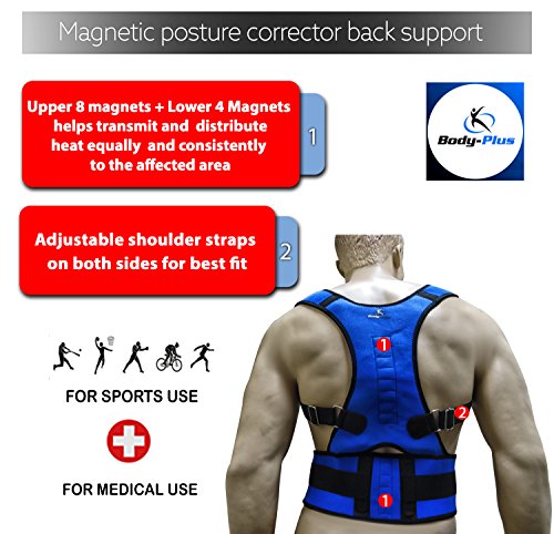 Body-PlusDirect Magnetic Posture Corrector Back Support, 2X-Large, Blue