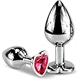 Small Large 2 x Anal Butt Plugs (Diameter 27 mm, Diameter 35 mm), Sex Toy for Women, Men, Metal Anal Plug with Crystal Plug, Beginner, Woman Set