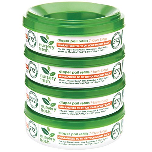 Nursery Fresh Refill for Diaper Genie and Munchkin Diaper Pails, 272 Count, 4 Pack