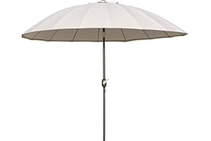 Outsunny Sombrilla Terraza Exterior Ø250 cm Sombrilla de Jardín con Ángulo Inclinable 18 Varillas y Manivela Impermeable Parasol para Patio Terraza