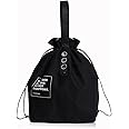 LELE LIFE Canvas Insulated Lunch Bag with Drawstring Closure, Wide-Open Foldable and Lightweight Lunch Tote Bag, Cooler Tote Bag for Work Office School Picnic, Black