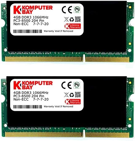 Komputerbay 8GB (2x 4GB) 204 Pin 1066MHz PC3 8500 DDR3 SODIMM Memory Module