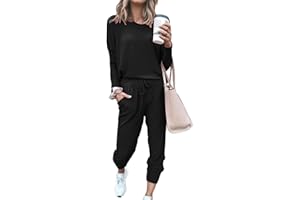 SotRong Women's 2 Piece Long Sleeve Tracksuit Loungewear Set Plus Size Crew Neck Sweatshirt and Drawstring Baggy Jogger Pant